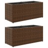 Jardinières avec 2 pots 2 pcs marron 72x30x32 cm résine tressée 509856509856