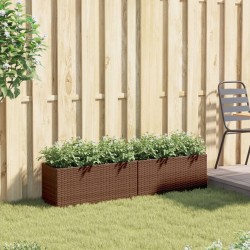 Jardinières avec 2 pots 2 pcs marron 72x30x32 cm résine tressée 509856509856