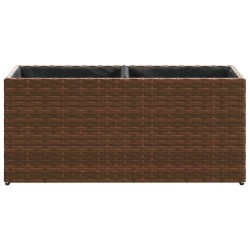 Jardinières avec 2 pots 2 pcs marron 72x30x32 cm résine tressée 509856509856