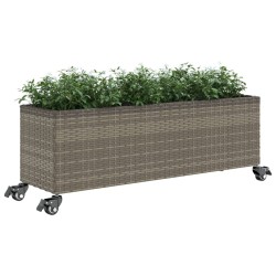 Jardinières et roulettes 2 pcs gris 107x32x38 cm résine tressée 509858509858