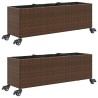 Jardinières et roulettes 2pcs marron 107x32x38cm résine tressée 509859509859
