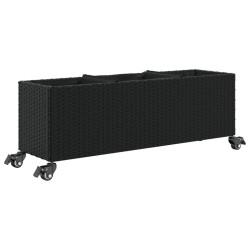Jardinières et roulettes 2 pcs noir 107x32x38 cm résine tressée 509860509860