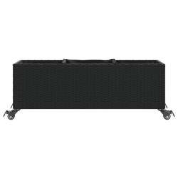Jardinières et roulettes 2 pcs noir 107x32x38 cm résine tressée 509860509860