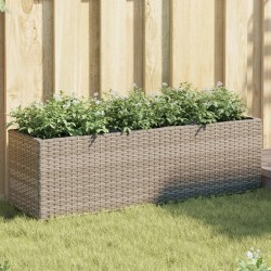 Jardinières avec 3 pots 2 pcs gris 105x30x32 cm résine tressée 509861509861