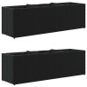 Jardinières avec 3 pots 2 pcs noir 105x30x32 cm résine tressée 509862509862