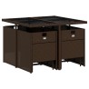 Ensemble à manger de jardin et coussins 9 pcs marron poly rotin 509863509863