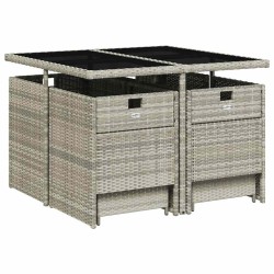 Ensemble à manger de jardin et coussins 9 pcs gris clair rotin 509864509864