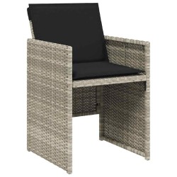 Ensemble à manger de jardin et coussins 9 pcs gris clair rotin 509864509864
