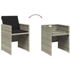 Ensemble à manger de jardin et coussins 9 pcs gris clair rotin 509864509864