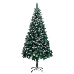 Sapin de Noël avec pommes de pin et neige blanche 210 cm 509870509870