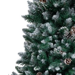 Sapin de Noël avec pommes de pin et neige blanche 210 cm 509870509870