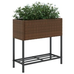 Jardinières avec étagère 2 pcs brun 70x28x70 cm résine tressée 509871509871