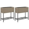 Jardinières avec étagère 2 pcs gris 70x28x70 cm résine tressée 509877509877