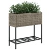 Jardinières avec étagère 2 pcs gris 70x28x70 cm résine tressée 509877509877