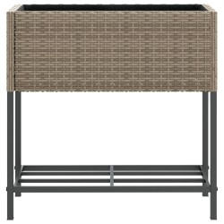 Jardinières avec étagère 2 pcs gris 70x28x70 cm résine tressée 509877509877