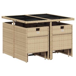 Ensemble à manger de jardin et coussins 9 pcs mélange beige 509878509878