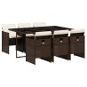 Ensemble à manger de jardin et coussins 7 pcs marron rotin 509879509879