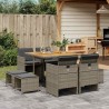 Ensemble à manger de jardin 9 pcs coussins gris résine tressée 509880509880