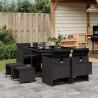 Ensemble à manger de jardin 9pcs coussins noir résine tressée 509881509881