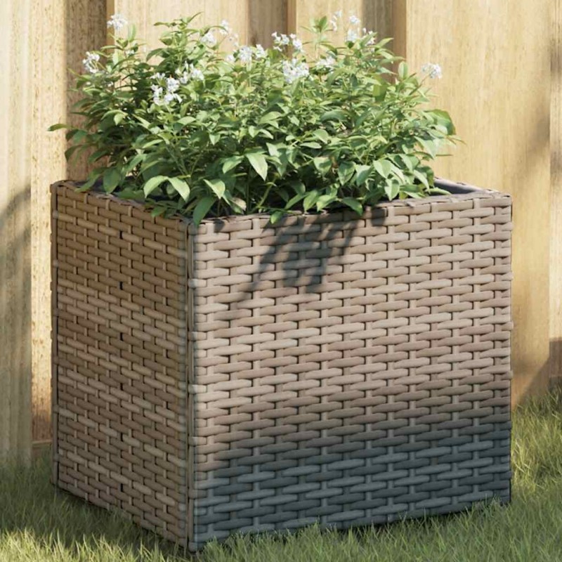 Jardinières 2 pcs gris 36x30x32 cm résine tressée 509884509884