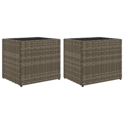 Jardinières 2 pcs gris 36x30x32 cm résine tressée 509884509884