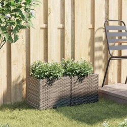 Jardinières 2 pcs gris 36x30x32 cm résine tressée 509884509884