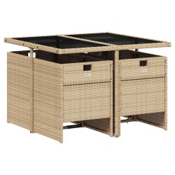Ensemble à manger de jardin coussins 5 pcs mélange beige rotin 509885509885