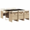 Ensemble à manger de jardin et coussins 7 pcs beige poly rotin 509887509887