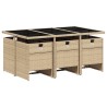 Ensemble à manger de jardin et coussins 7 pcs beige poly rotin 509887509887