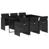 Ensemble à manger de jardin coussins 7pcs Noir Résine tressée 509888509888