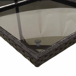 Ensemble à manger de jardin coussins 7pcs Noir Résine tressée 509888509888