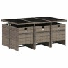 Ensemble à manger de jardin et coussins 7 pcs gris rotin 509889509889