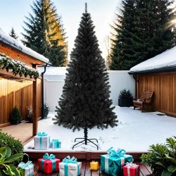 Sapin de Noël artificiel avec support noir 210 cm PVC 509890509890