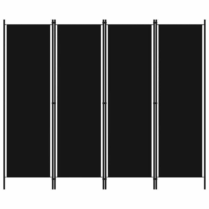 Cloison de séparation 4 panneaux Noir 200x180 cm   509899509899