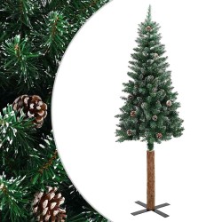 Sapin de Noël mince bois véritable et neige blanche vert 210 cm 509904509904