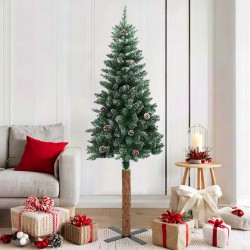 Sapin de Noël mince bois véritable et neige blanche vert 180 cm 509906509906