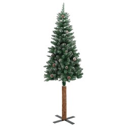 Sapin de Noël mince bois véritable et neige blanche vert 180 cm 509906509906