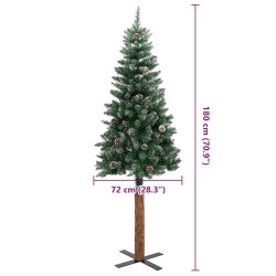 Sapin de Noël mince bois véritable et neige blanche vert 180 cm 509906509906