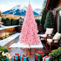 Sapin de Noël artificiel avec support rose 210 cm PVC 509909509909