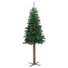 Sapin de Noël mince avec bois véritable et cônes vert 210cm PVC 509914509914