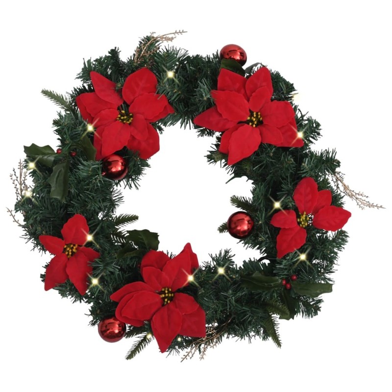Couronne de Noël avec lumières LED vert 60 cm PVC 509915509915