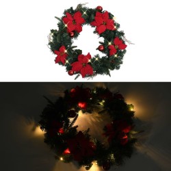 Couronne de Noël avec lumières LED vert 60 cm PVC 509915509915