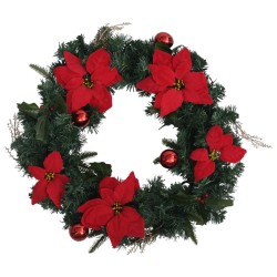 Couronne de Noël avec lumières LED vert 60 cm PVC 509915509915