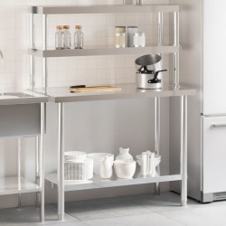 Table de travail de cuisine avec étagère 110x55x150 cm inox 509922509922