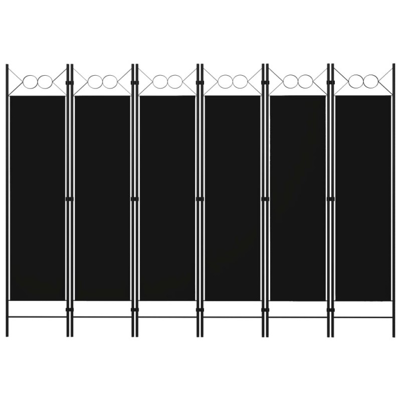 Cloison de séparation 6 panneaux Noir 240x180 cm 509934509934