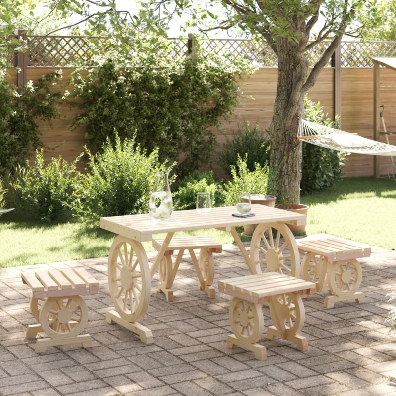 Ensemble à manger de jardin 5 pcs bois de sapin massif 509940509940