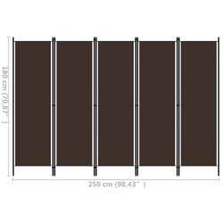 Cloison de séparation 5 panneaux Marron 250x180 cm 509942509942