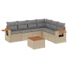 Salon de jardin avec coussins 7 pcs beige résine tressée 509945509945