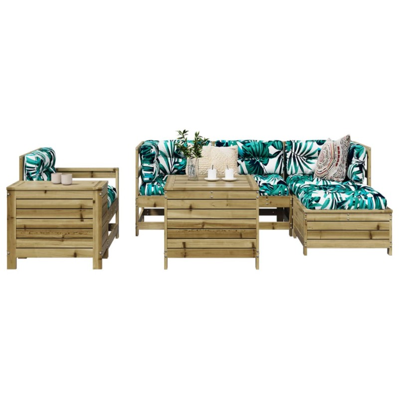 Salon de jardin 7 pcs bois de pin imprégné 509946509946