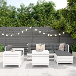 Salon de jardin 7 pcs blanc bois de pin massif 509952509952